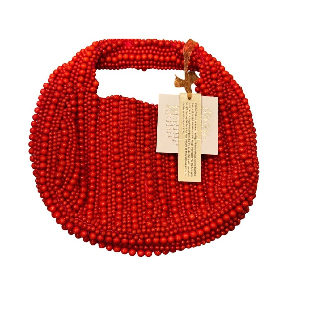 Red beaded handbag - Picture 1 of 3